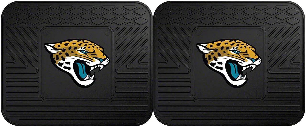 Molded Rear Floor Mats with Jacksonville Jaguars Logo (Universal; Some Adaptation May Be Required)