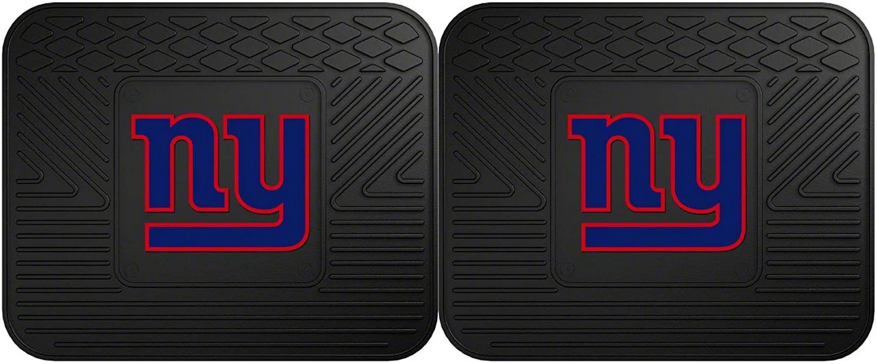 Molded Rear Floor Mats with New York Giants Logo (Universal; Some Adaptation May Be Required)