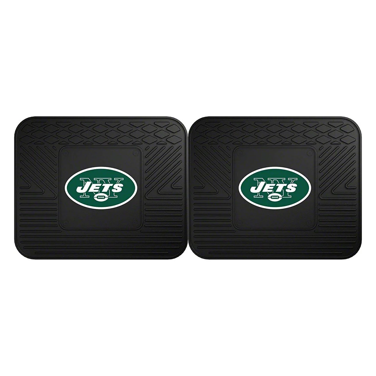 Molded Rear Floor Mats with New York Jets Logo (Universal; Some Adaptation May Be Required)