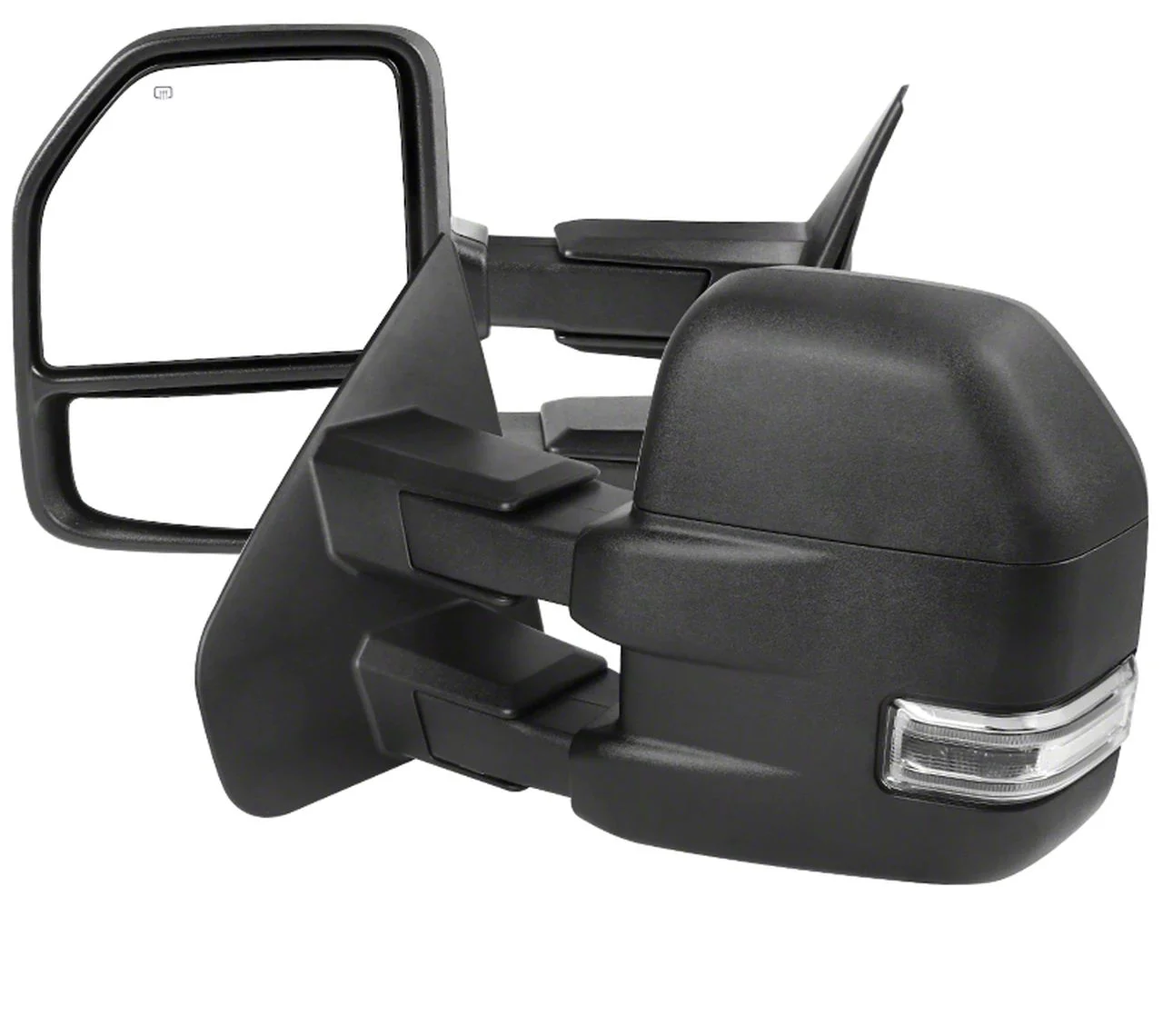 Powered Heated Towing Mirrors with Clear LED Turn Signals; Black (04-06 F-150)