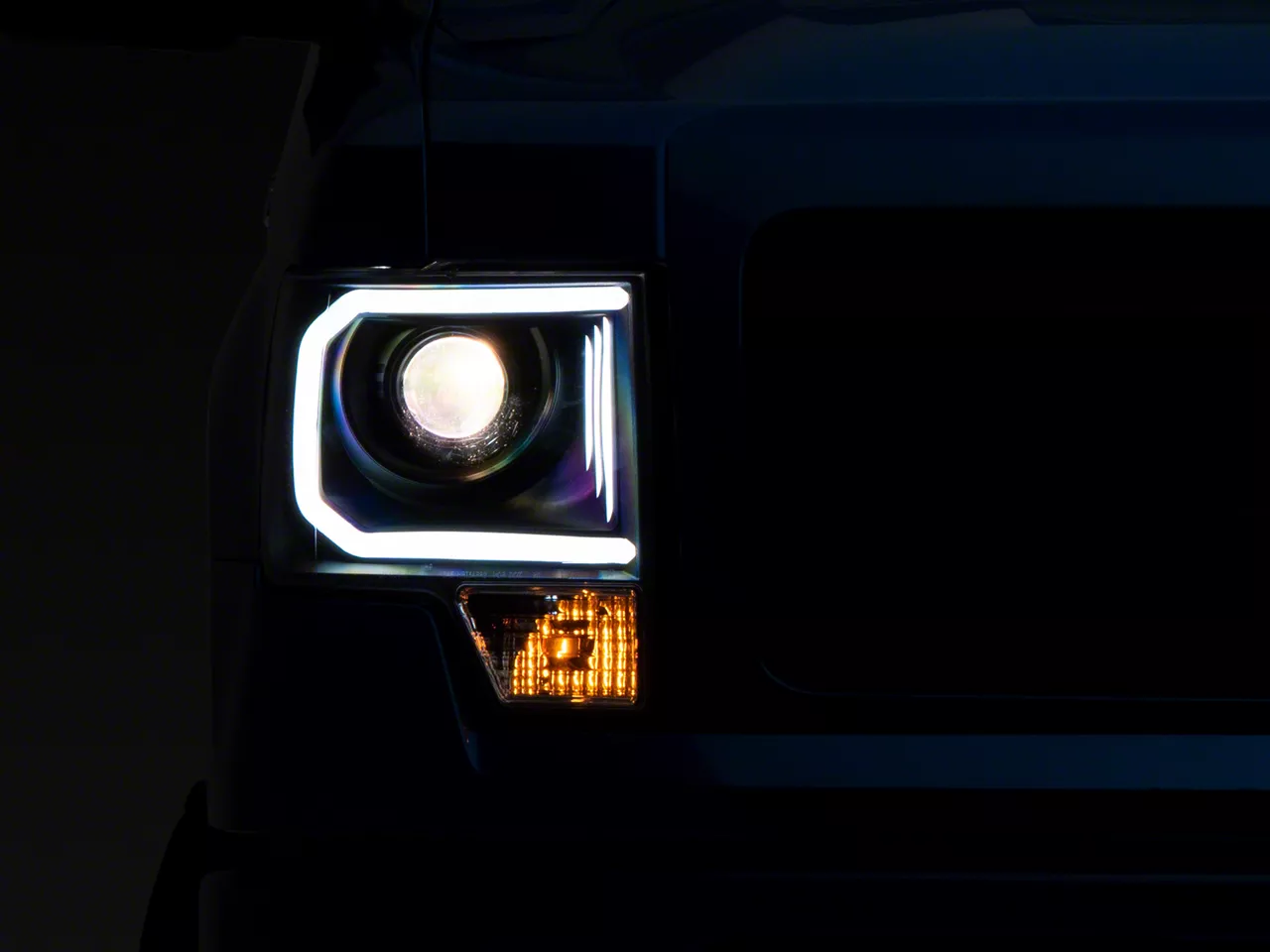LED C-Bar Projector Headlights; Matte Black Housing; Clear Lens (09-14 F-150 w/ Factory Halogen Headlights)