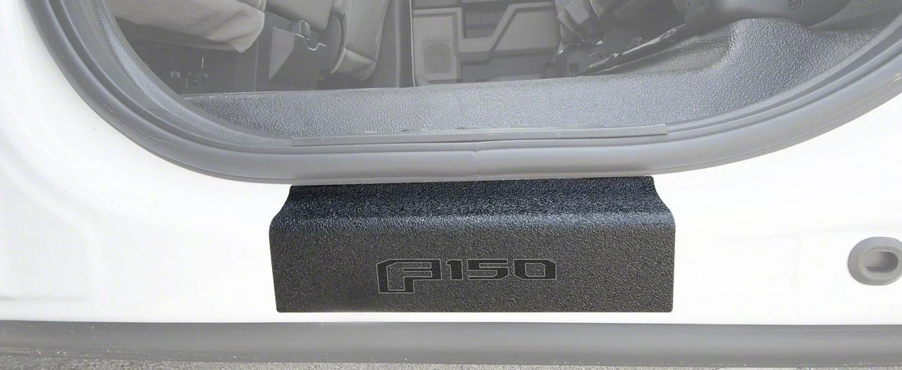 Rear Door Sill Protection with F-150 Logo; TUF-LINER Black; Black and Dark Gray (15-26 F-150 SuperCrew)