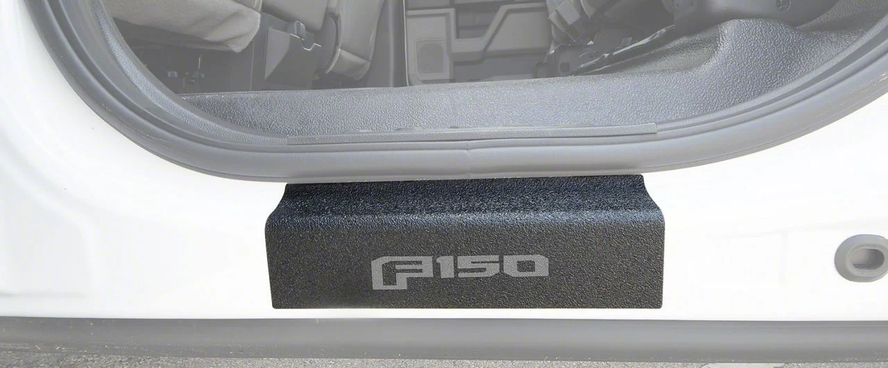 Rear Door Sill Protection with F-150 Logo; TUF-LINER Black; Dark Gray (15-26 F-150 SuperCrew)