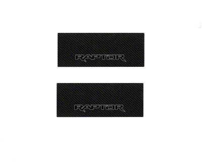 Rear Door Sill Protection with Raptor Logo; Raw Carbon Fiber; Black and Gray (15-26 F-150 SuperCrew)