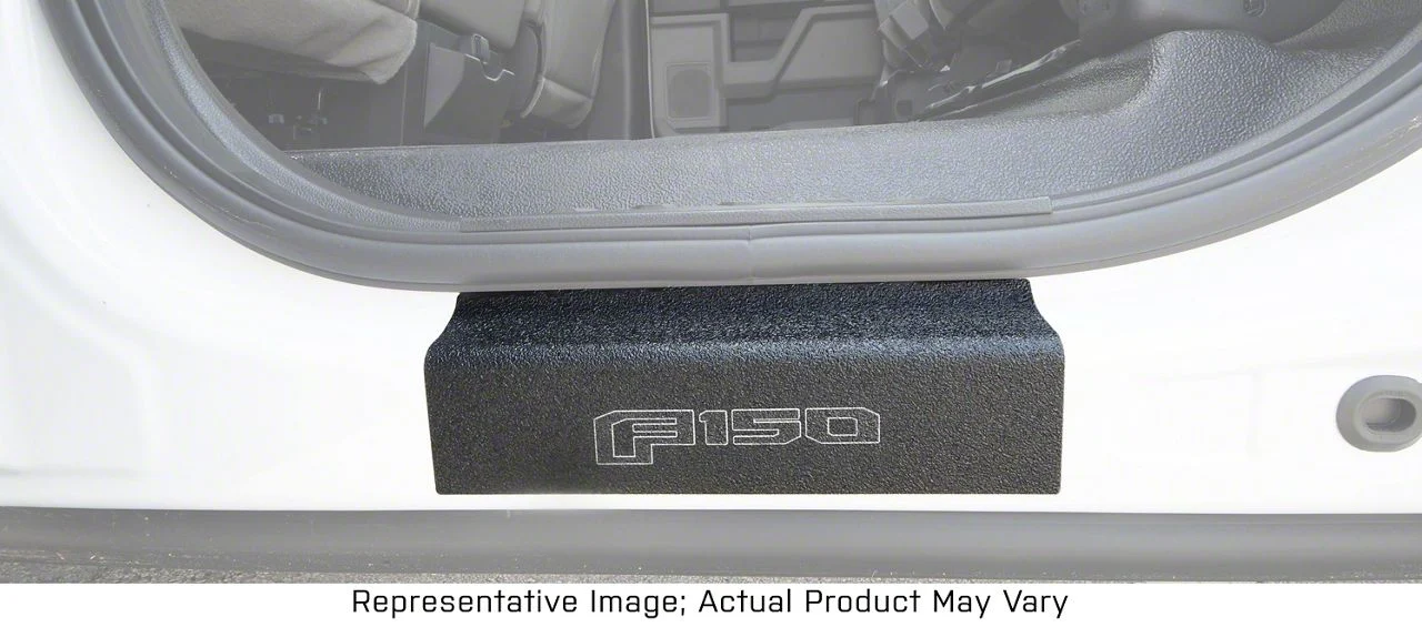 Rear Door Sill Protection with Raptor Logo; TUF-LINER Black; Black and White (15-26 F-150 SuperCrew)