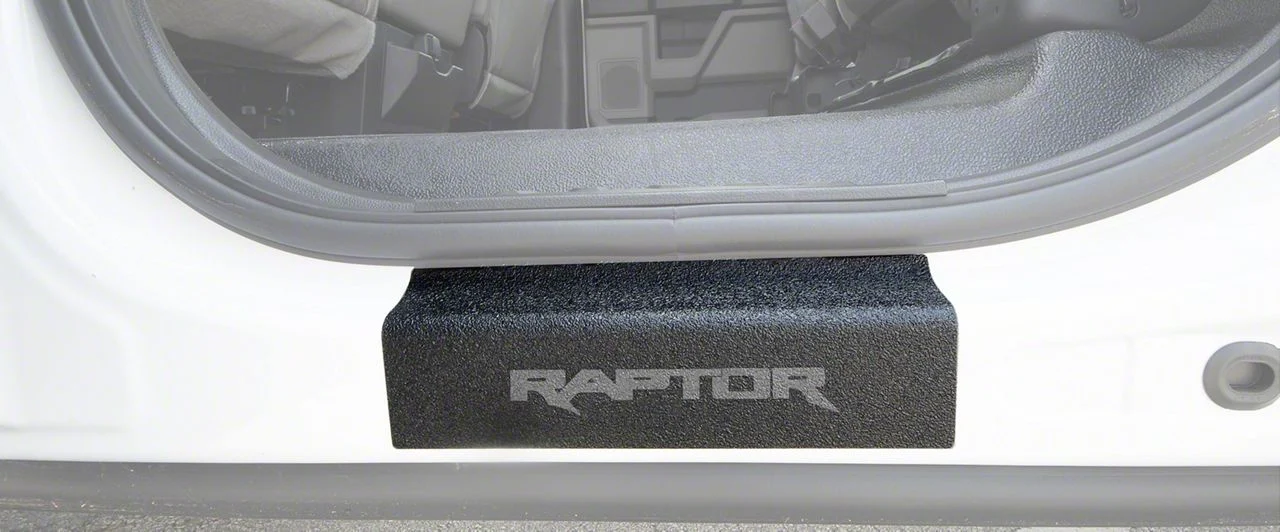 Rear Door Sill Protection with Raptor Logo; TUF-LINER Black; Dark Gray (15-26 F-150 SuperCrew)