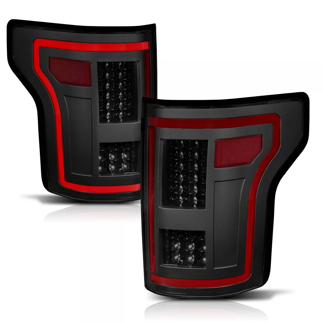 Sequential LED Tail Lights; Black Housing; Smoked Lens (15-17 F-150 w/ Factory Halogen Non-BLIS Tail Lights)