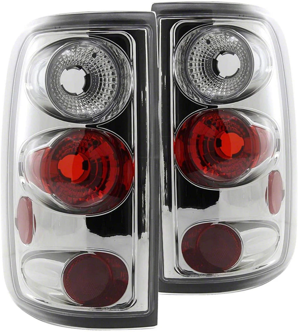 Euro Style Tail Lights; Chrome Housing; Clear Lens (04-08 F-150 Styleside)