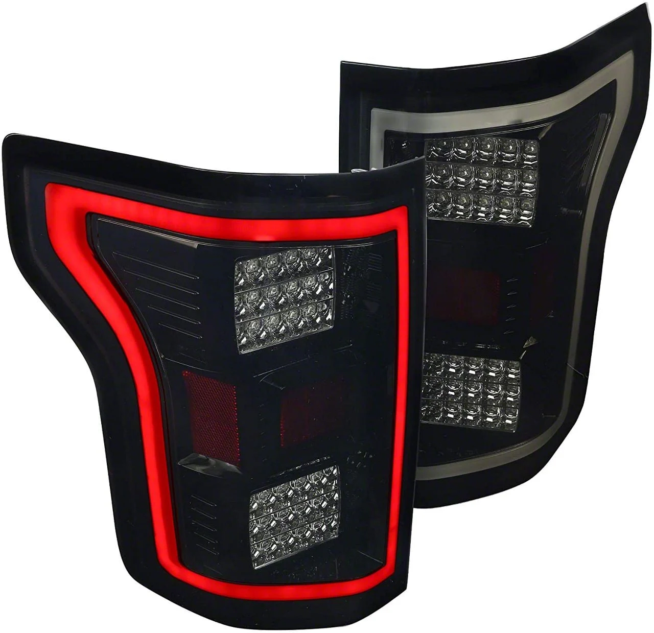 LED Tail Lights; Gloss Black Housing; Smoked Lens (15-17 F-150 w/ Factory Halogen Non-BLIS Tail Lights)