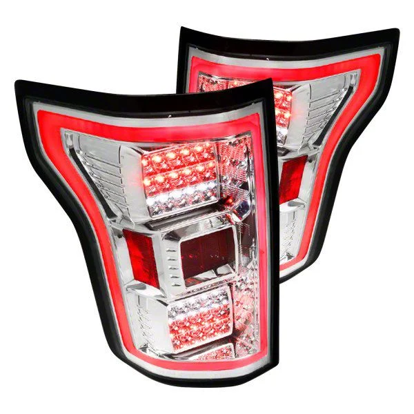 LED Tail Lights; Chrome Housing; Clear Lens (15-17 F-150 w/ Factory Halogen Non-BLIS Tail Lights)