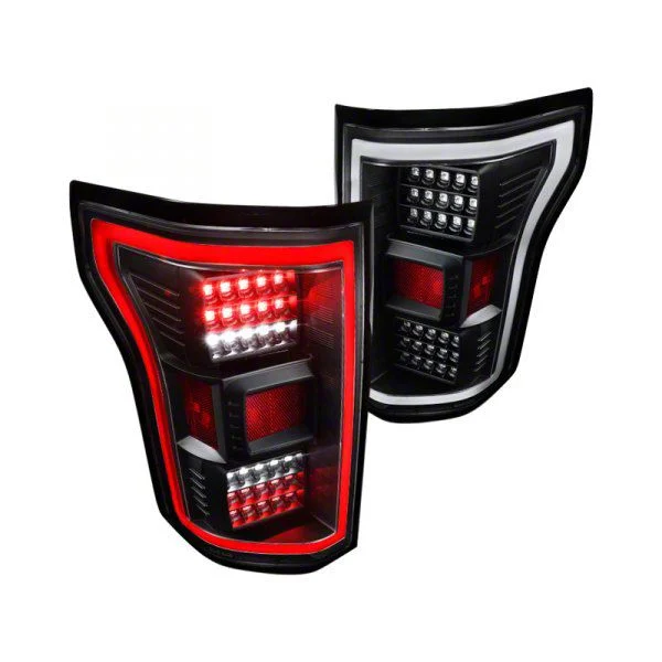 V2 LED Tail Lights; Matte Black Housing; Clear Lens (15-17 F-150 w/ Factory Halogen Non-BLIS Tail Lights)
