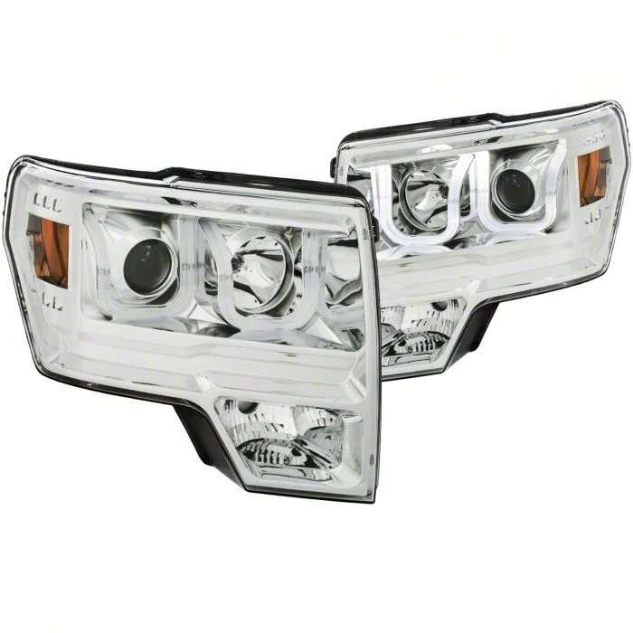 U-Bar CCFL Halo Projector Headlights; Chrome Housing; Clear Lens (09-14 F-150 w/ Factory Halogen Headlights)