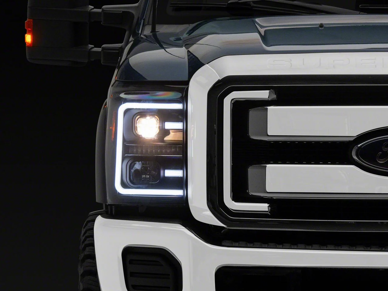 Plank Style Switchback Projector Headlights; Black Housing; Clear Lens (11-16 F-350 Super Duty)