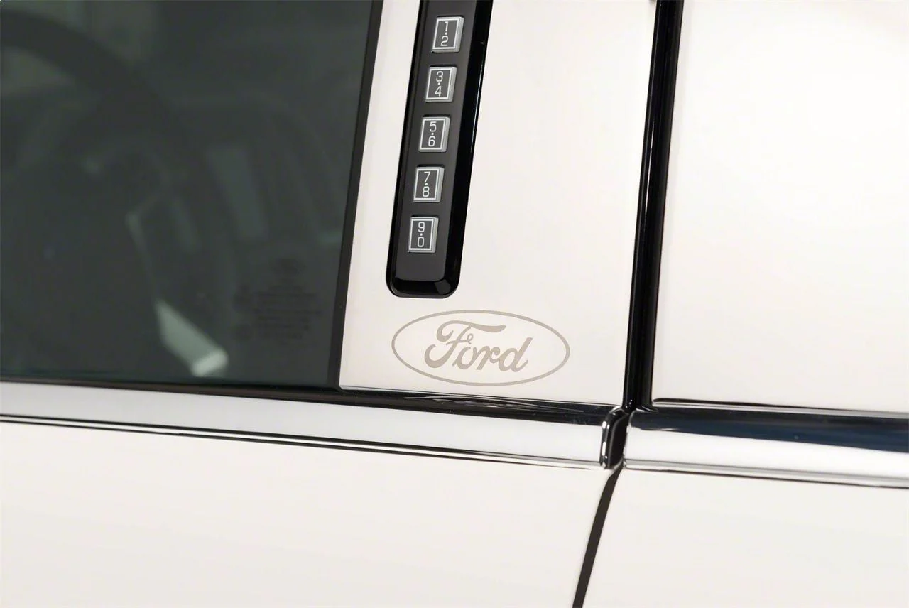 Putco Stainless Steel Pillar Posts with Ford Logo (17-22 F-350 Super Duty SuperCab, SuperCrew)