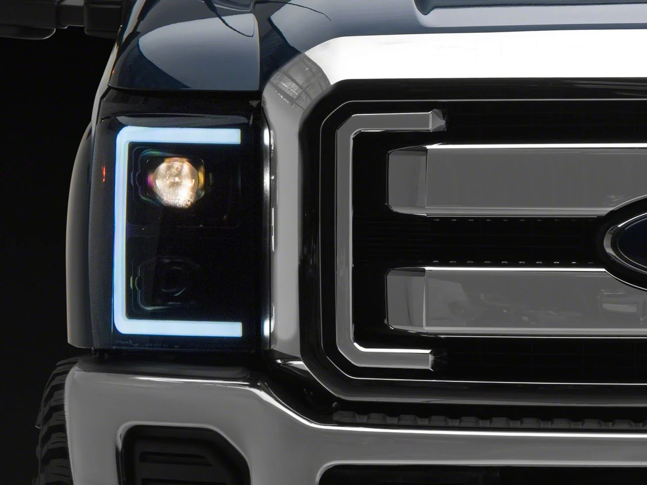 Switchback Sequential LED C-Bar Projector Headlights; Black Housing; Smoked Lens (11-16 F-350 Super Duty)
