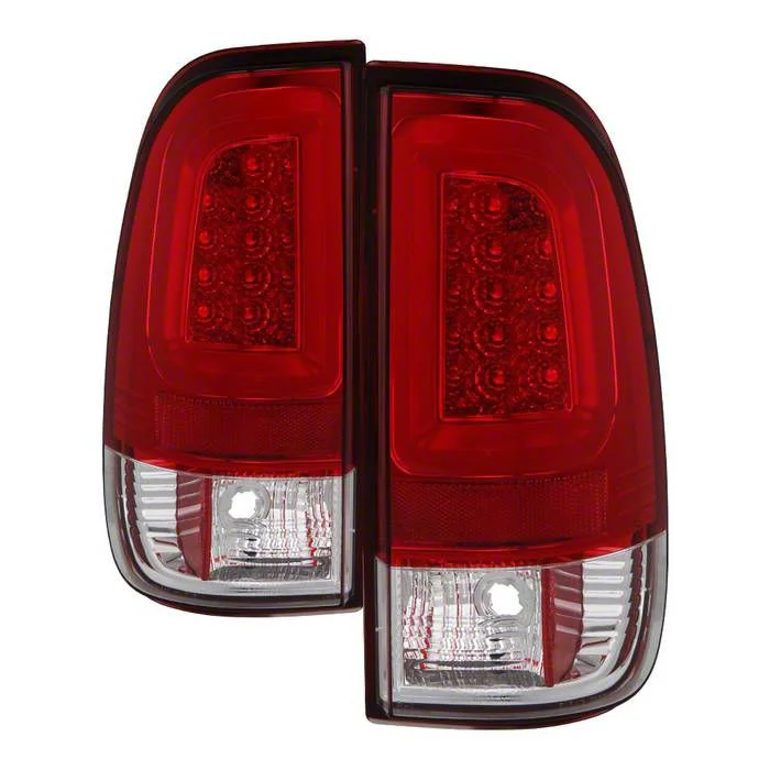 Version 3 Light Bar LED Tail Lights; Chrome Housing; Red/Clear Lens (11-16 F-350 Super Duty)