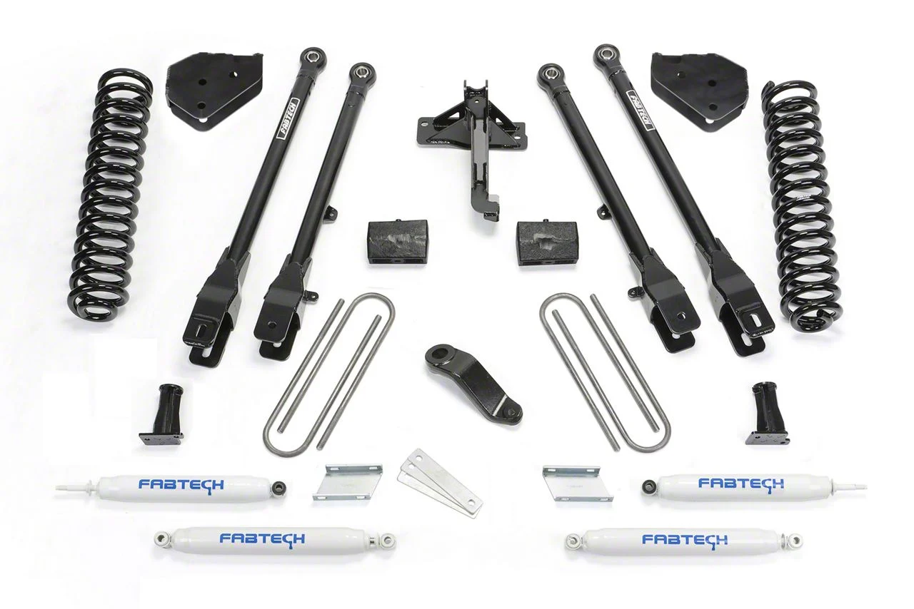 Fabtech 4-Inch 4-Link Lift Kit with Performance Shocks (17-22 4WD 6.7L Powerstroke F-350 Super Duty)