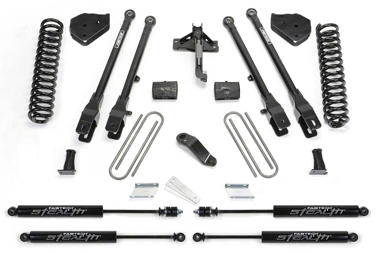 Fabtech 4-Inch 4-Link Lift Kit with Stealth Shocks (17-22 4WD 6.2L F-350 Super Duty)