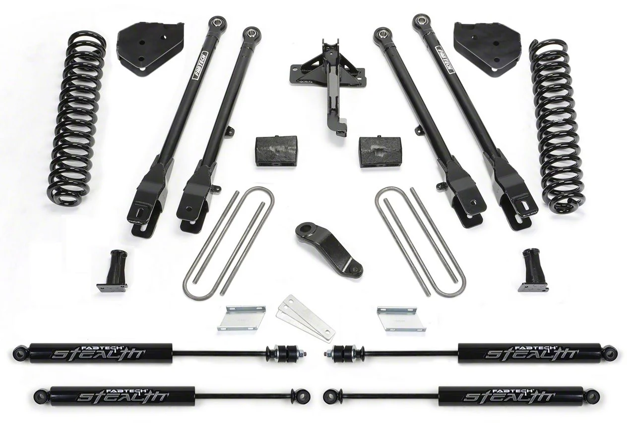 Fabtech 6-Inch 4-Link Suspension Lift Kit with Stealth Shocks (17-22 4WD 6.7L Powerstroke F-350 Super Duty)