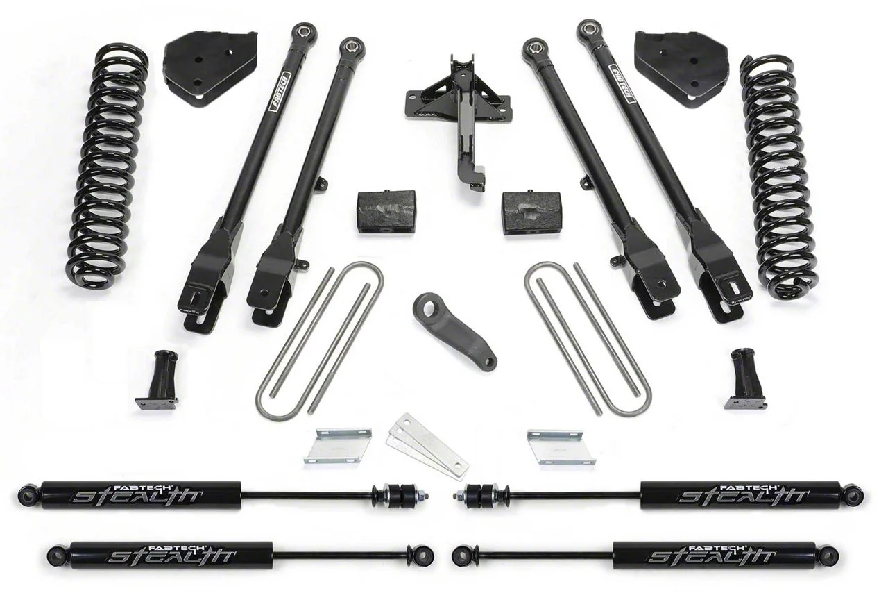 Fabtech 6-Inch 4-Link Suspension Lift Kit with Stealth Shocks (17-22 4WD 6.2L F-350 Super Duty)