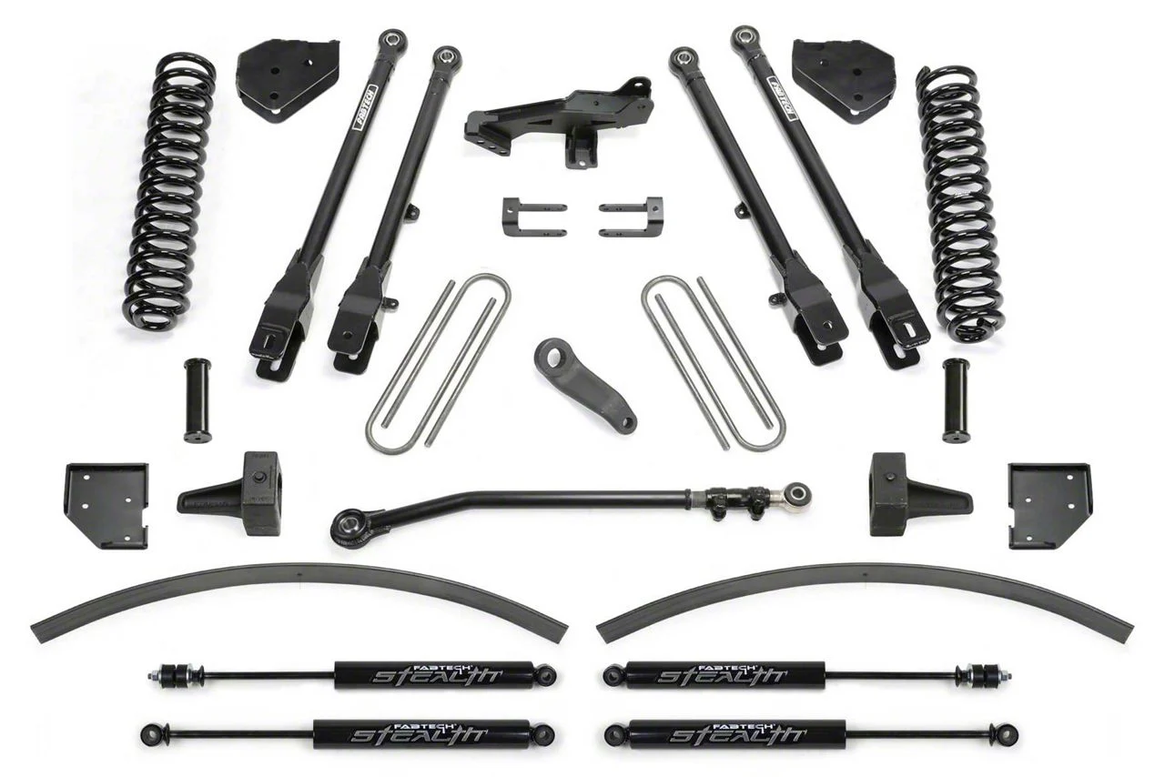 Fabtech 8-Inch 4-Link Suspension Lift Kit with Stealth Shocks (17-22 6.7L Powerstroke F-350 Super Duty SRW)