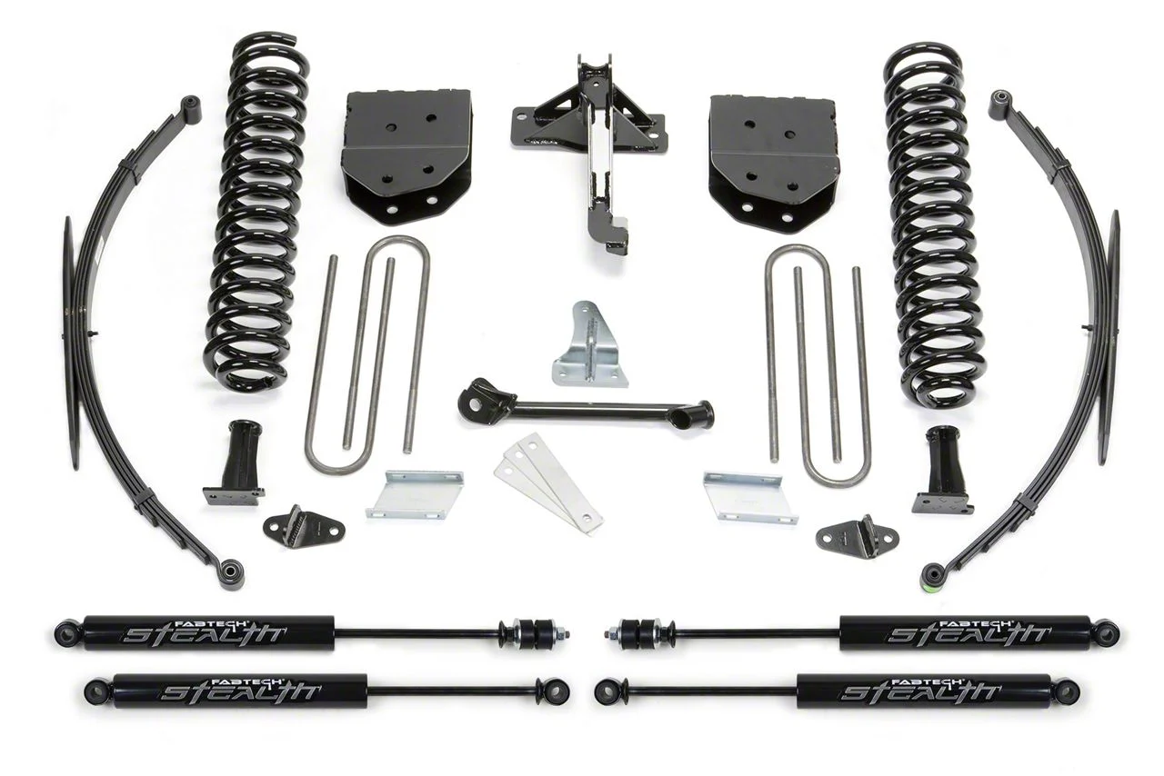 Fabtech 8-Inch Basic Suspension Lift Kit with Stealth Shocks and Rear Leaf Springs (11-16 4WD F-350 Super Duty)