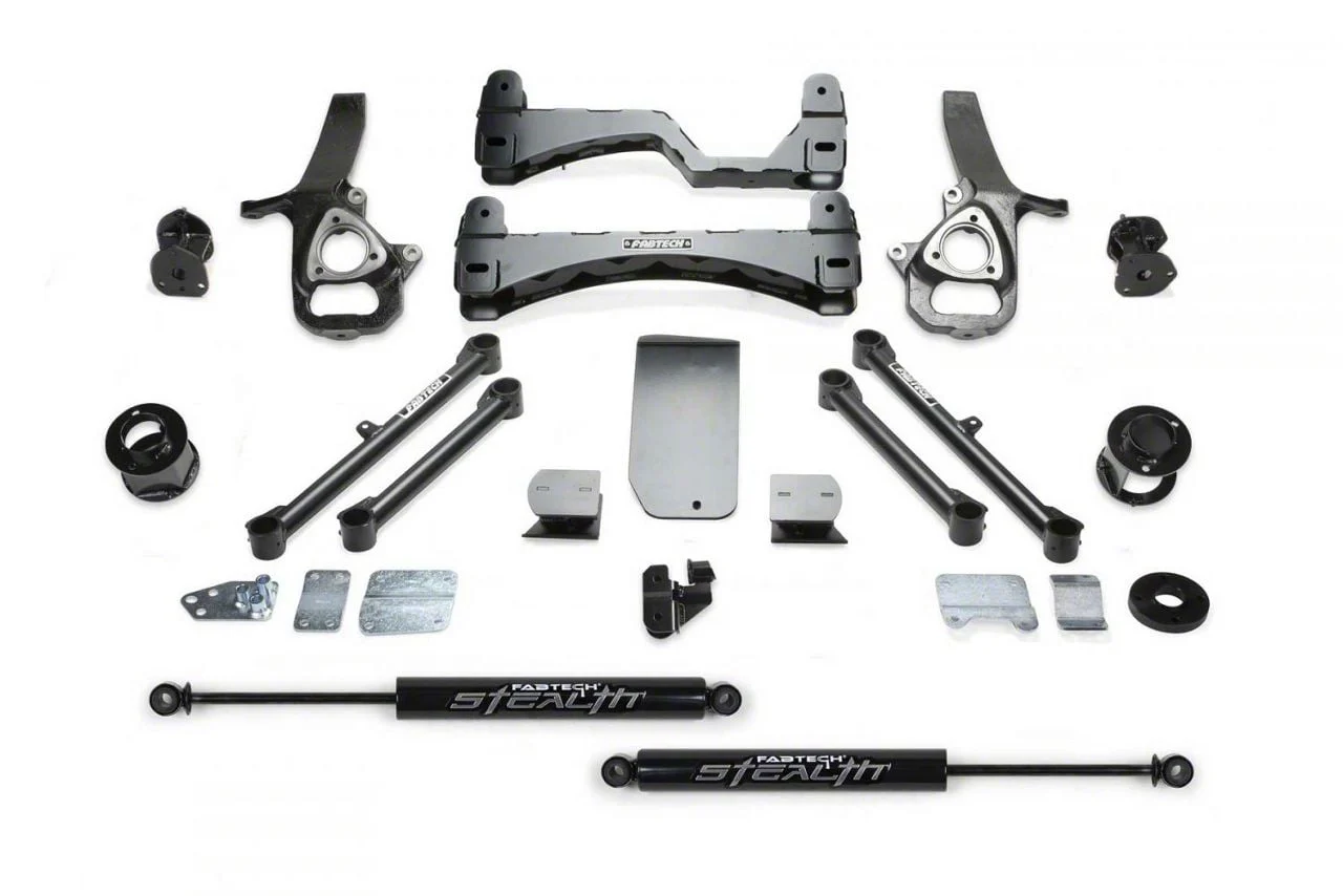 Fabtech 6-Inch Basic Suspension Lift Kit with Stealth Shocks (19-24 4WD RAM 1500 w/o Air Ride, Excluding Rebel, RHO & TRX)