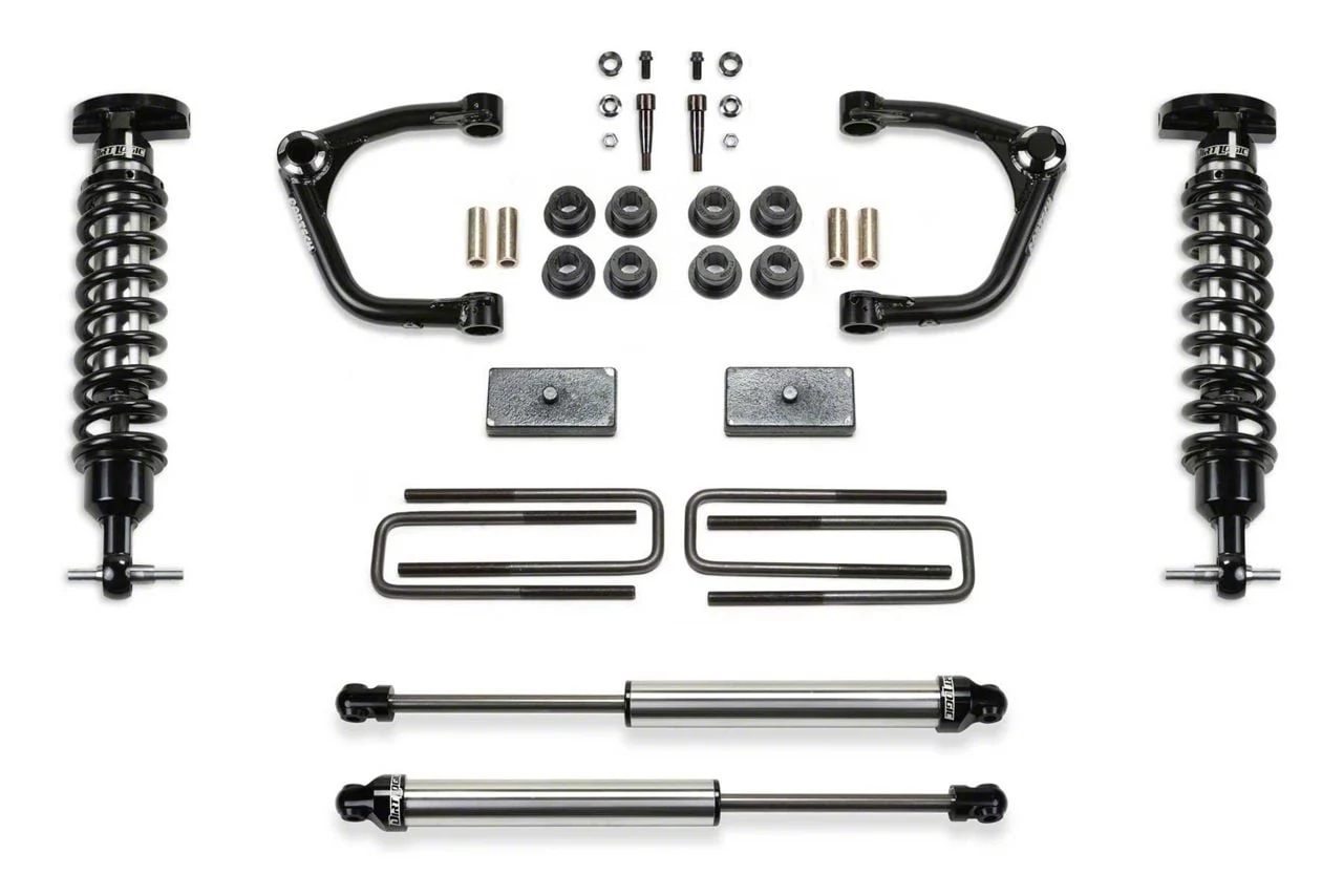 Fabtech 3-Inch Uniball Upper Control Arm Lift Kit with Dirt Logic 2.5 Coil-Overs and Dirt Logic 2.25 Shocks (20-26 3.0L Duramax Sierra 1500 Double Cab, Crew Cab, Excluding AT4 & Denali)