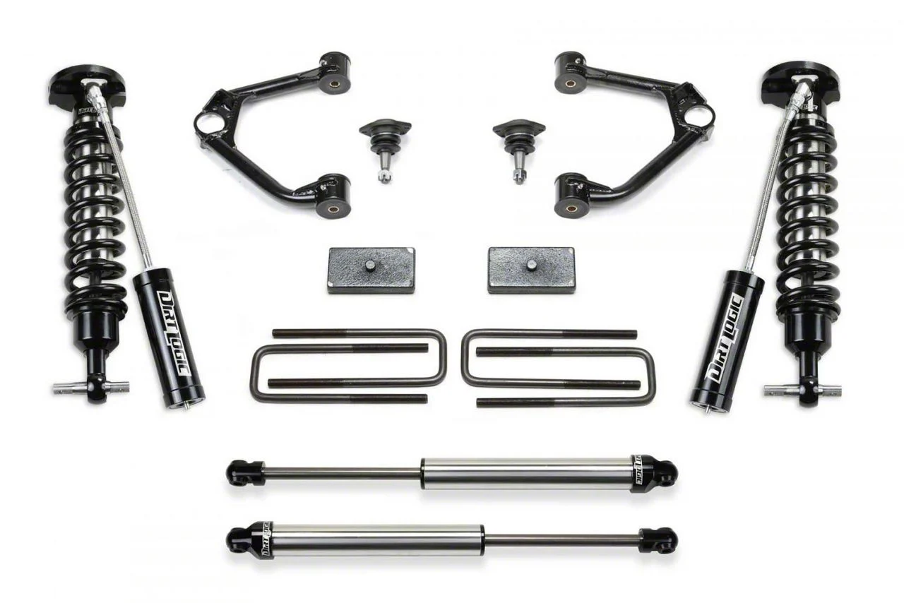 Fabtech 3-Inch Ball Joint Upper Control Arm Lift Kit with Dirt Logic 2.5 Reservoir Coil-Overs and Dirt Logic 2.25 Shocks (20-24 3.0L Duramax Silverado 1500 Double Cab, Crew Cab, Excluding Trail Boss)