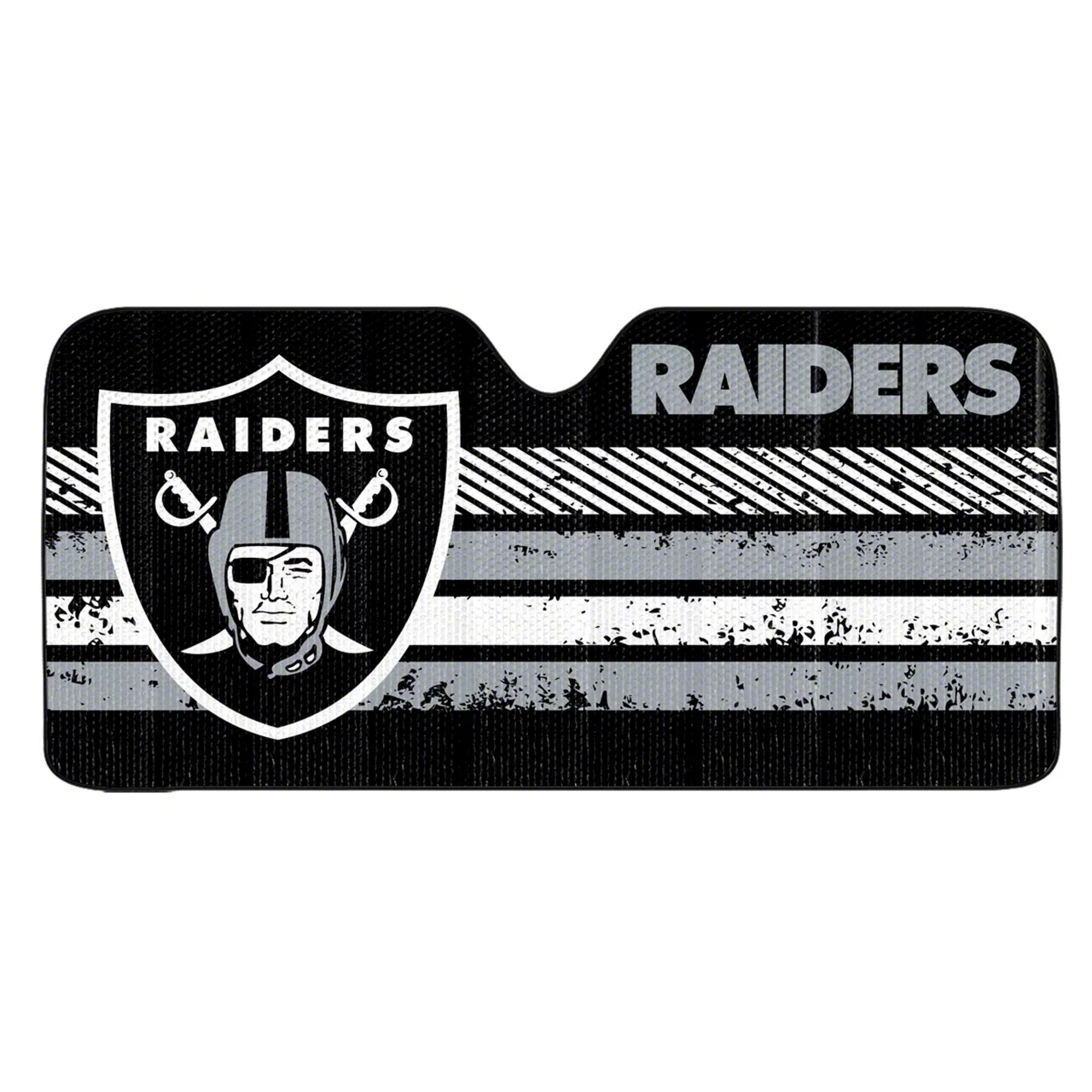 Windshield Sun Shade with Las Vegas Raiders Logo; Black (Universal; Some Adaptation May Be Required)
