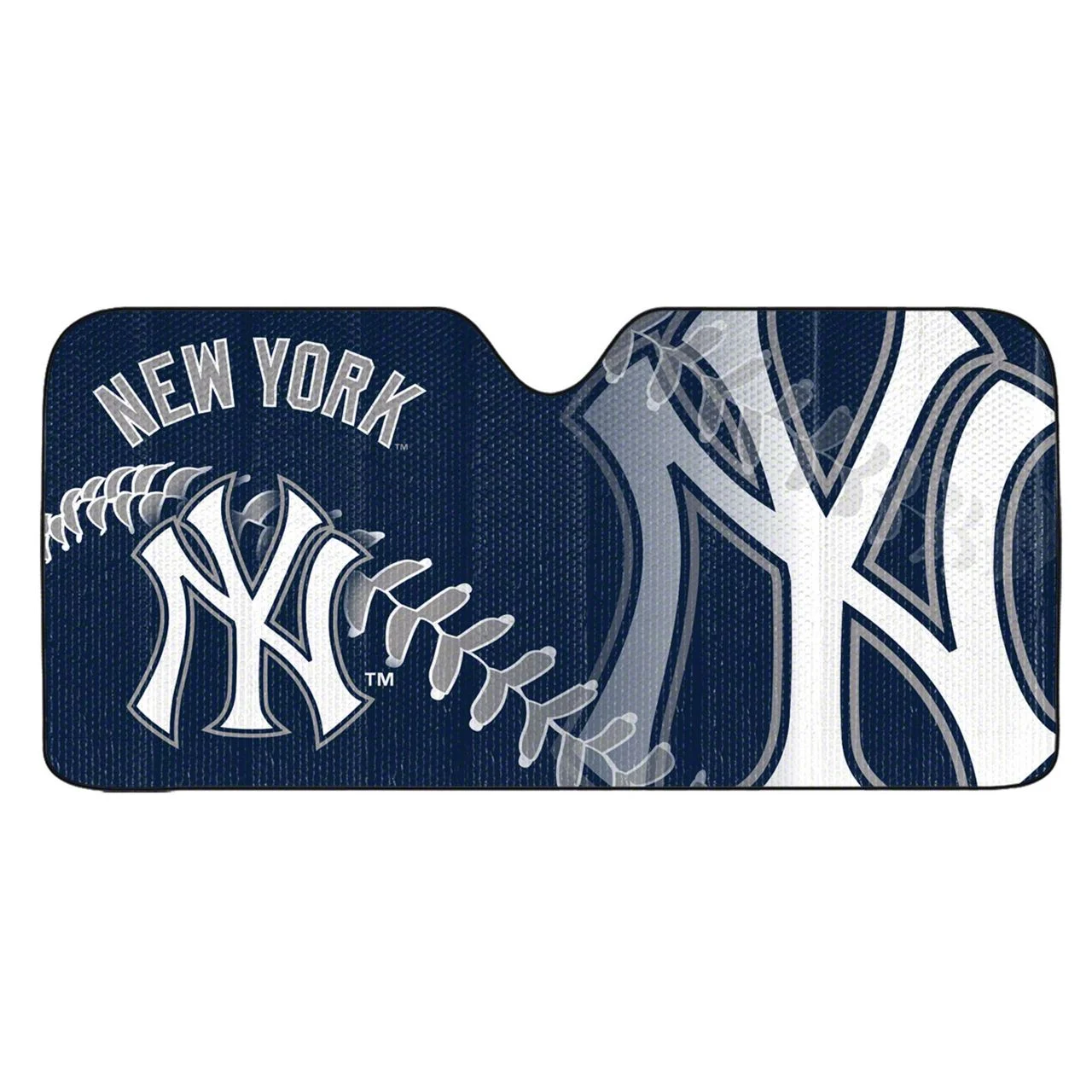 Windshield Sun Shade with New York Yankees Logo; Blue (Universal; Some Adaptation May Be Required)