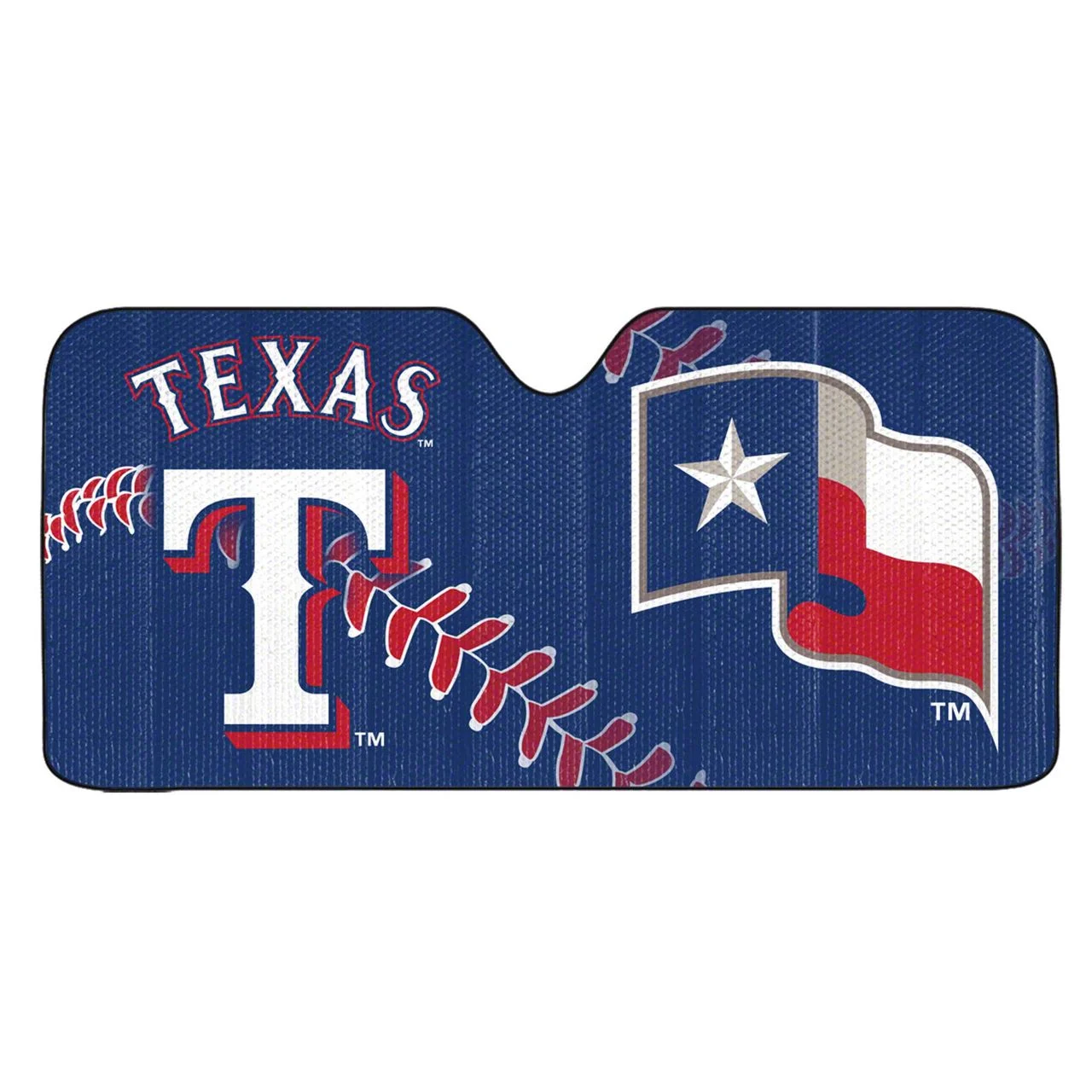 Windshield Sun Shade with Texas Rangers Logo; Navy (Universal; Some Adaptation May Be Required)