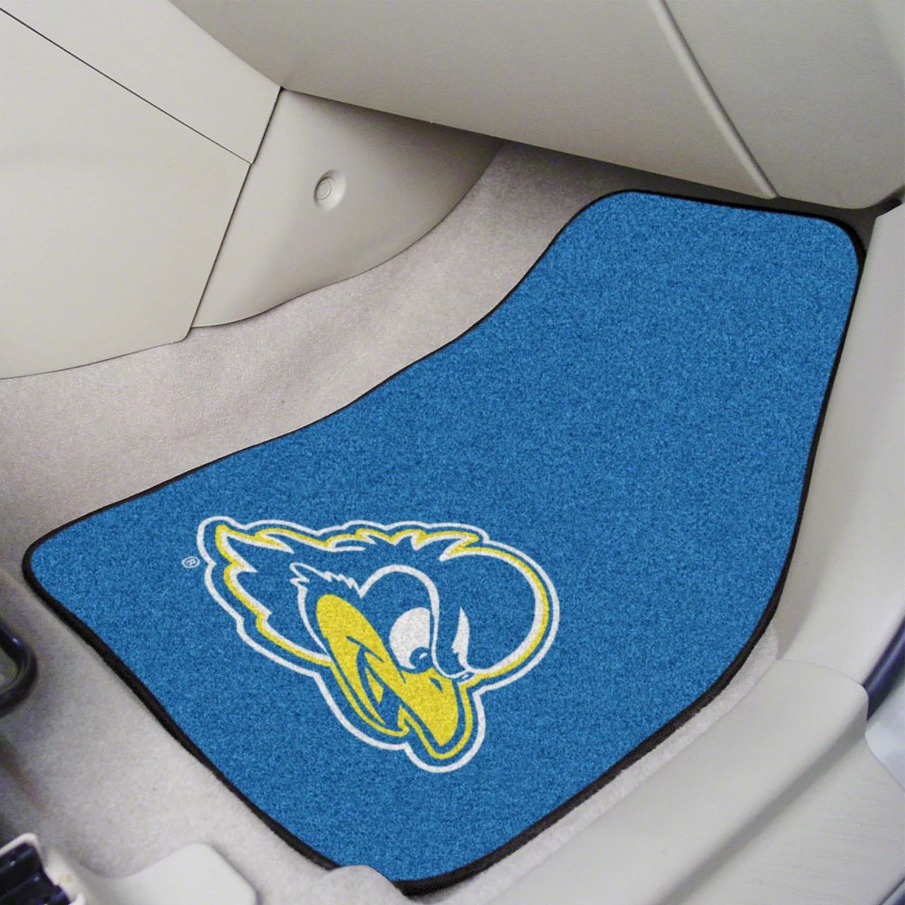 Carpet Front Floor Mats with University of Delaware Logo; Blue (Universal; Some Adaptation May Be Required)