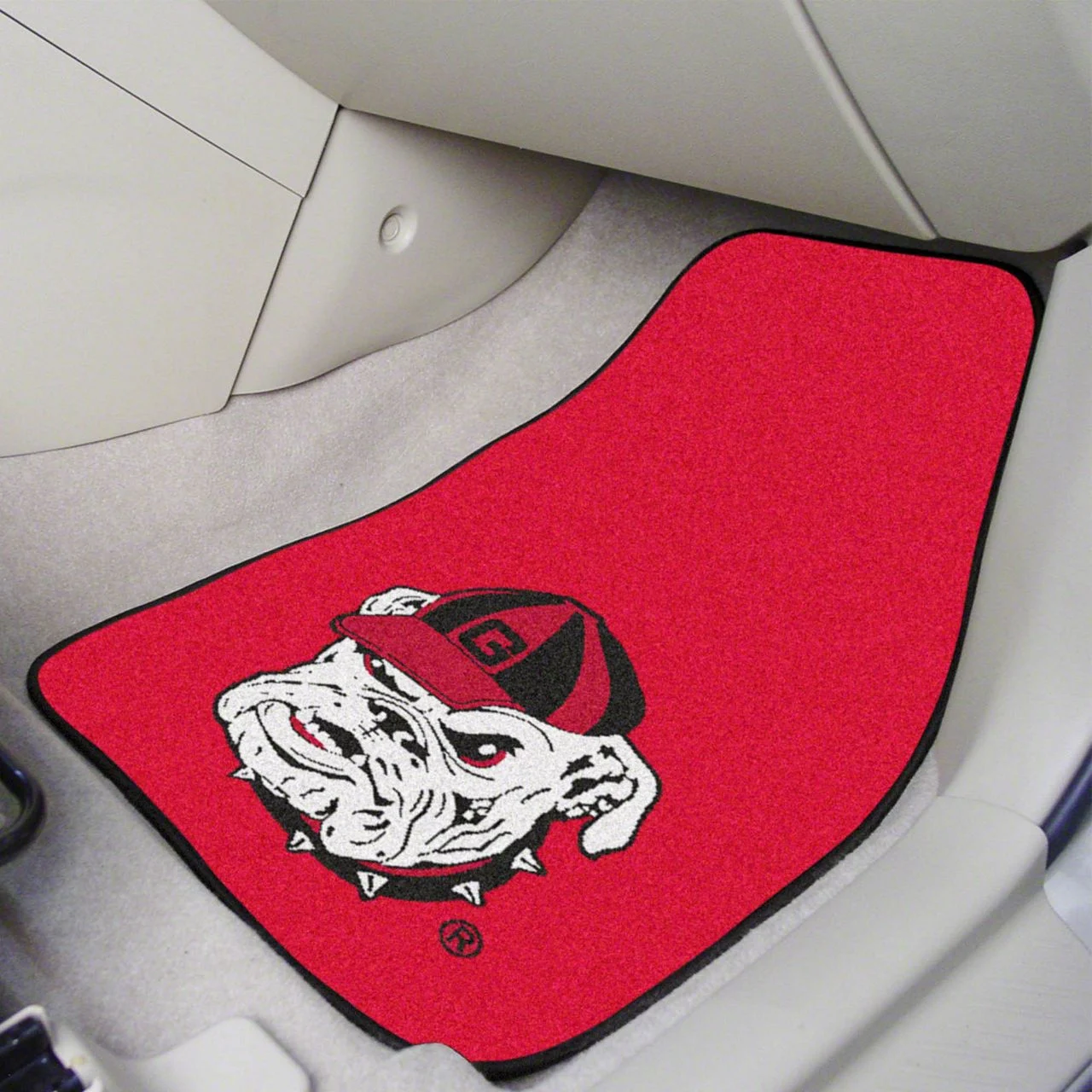 Carpet Front Floor Mats with University of Georgia Logo; Red (Universal; Some Adaptation May Be Required)