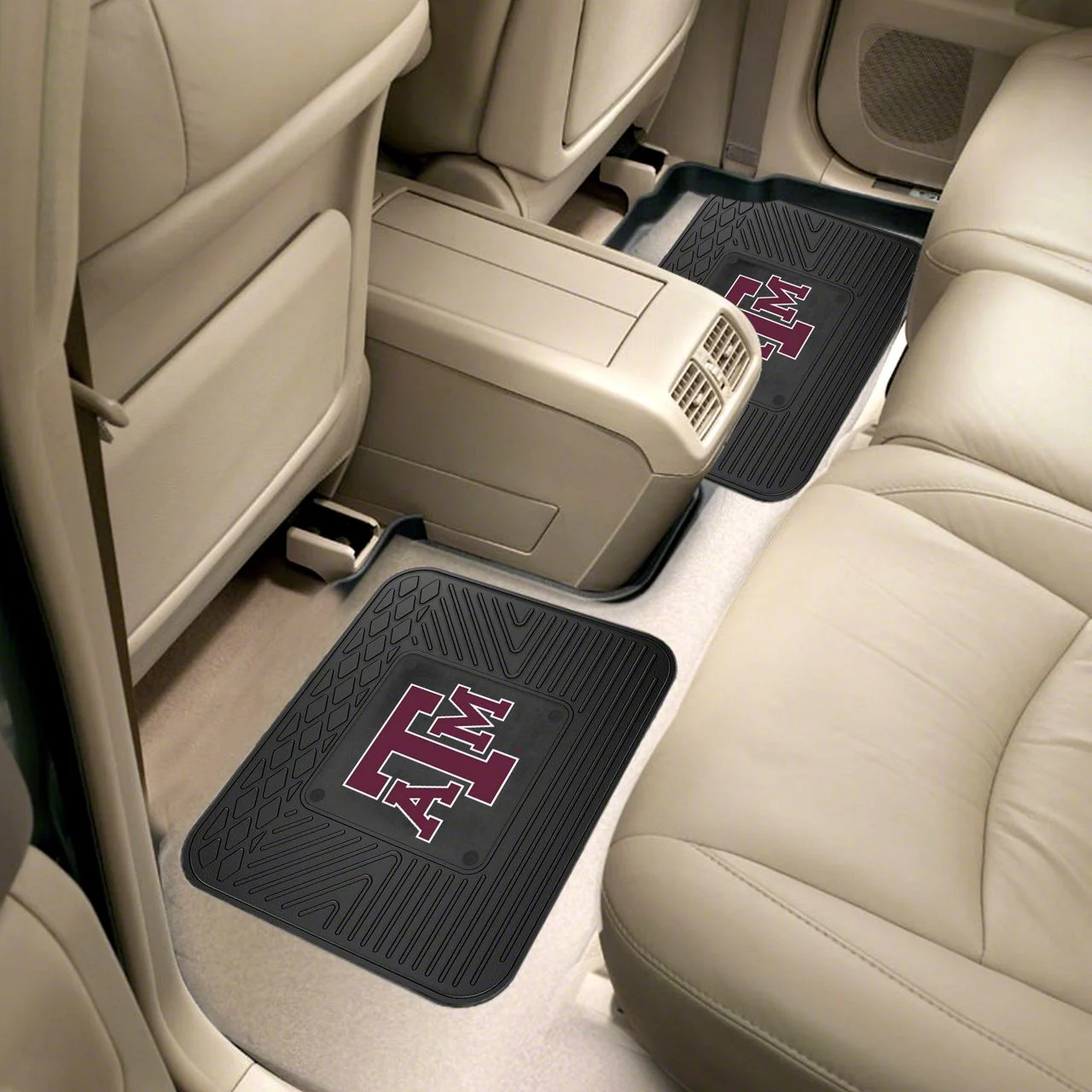 Molded Rear Floor Mats with Texas A&M University Logo (Universal; Some Adaptation May Be Required)