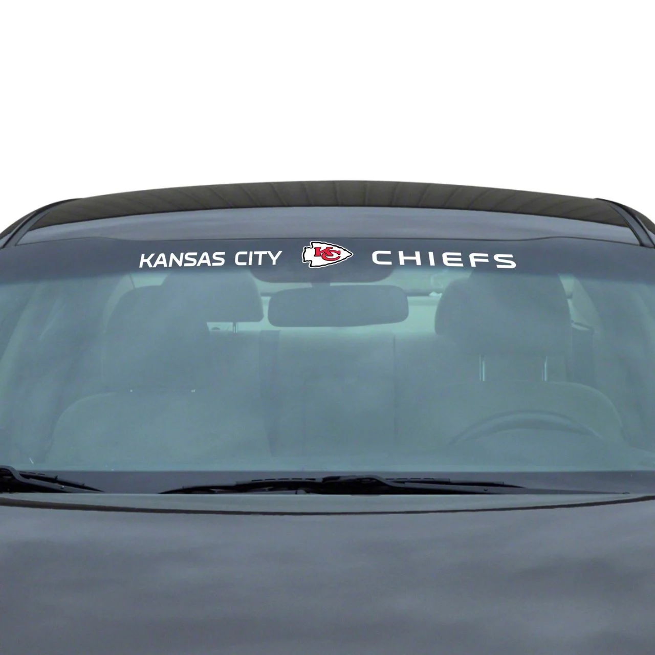 Windshield Decal with Kansas City Chiefs Logo; White (Universal; Some Adaptation May Be Required)