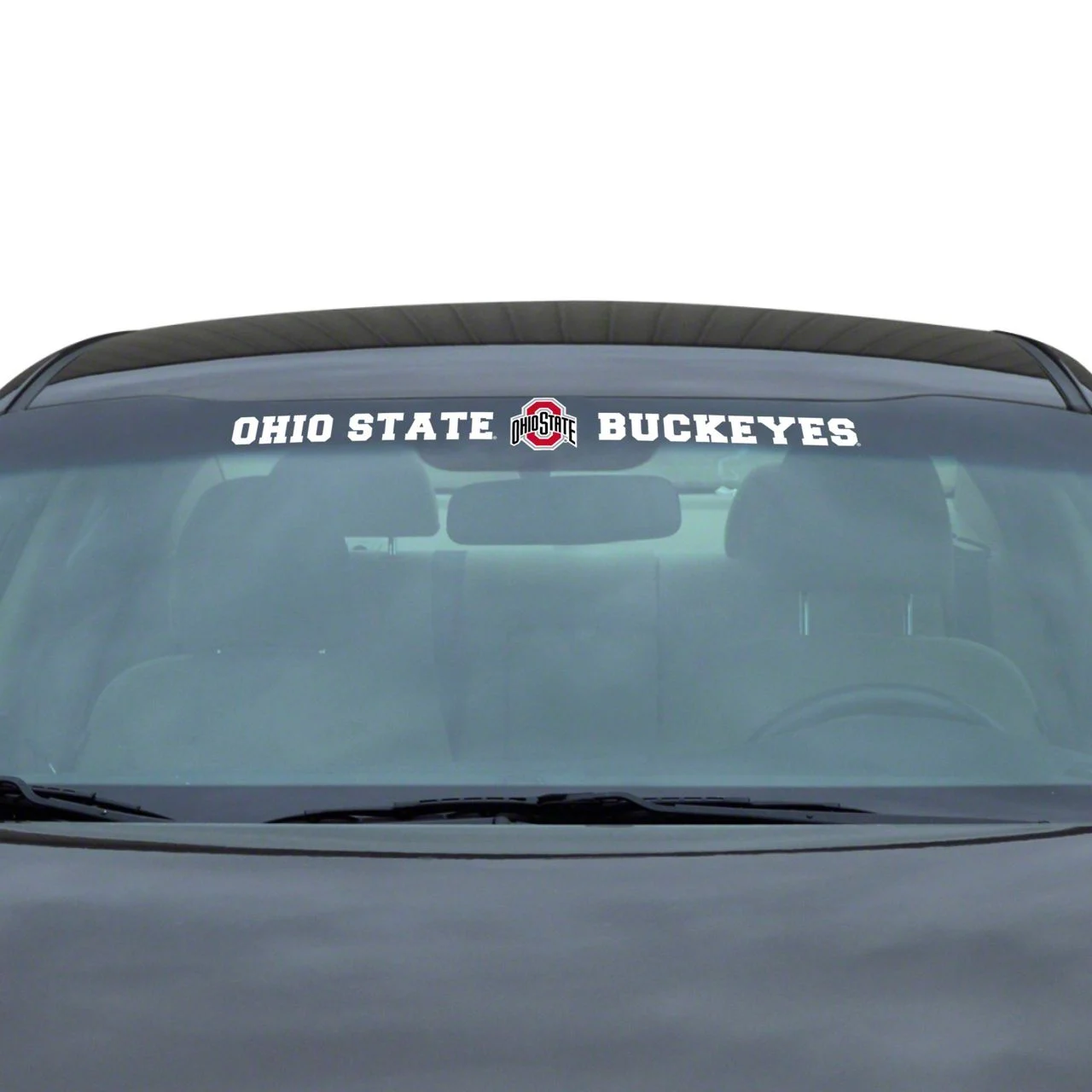 Windshield Decal with Ohio State University Logo; White (Universal; Some Adaptation May Be Required)