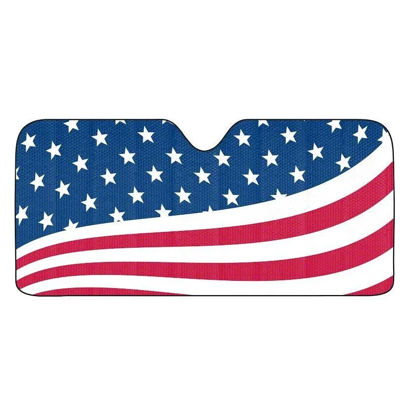 Windshield Sun Shade with United States, USA Logo; Red, White and Blue (Universal; Some Adaptation May Be Required)