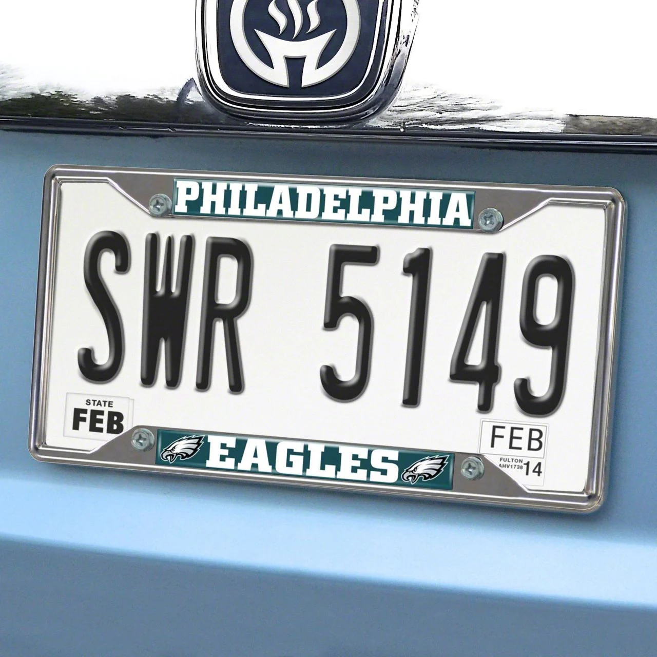 License Plate Frame with Philadelphia Eagles Logo; Green (Universal; Some Adaptation May Be Required)