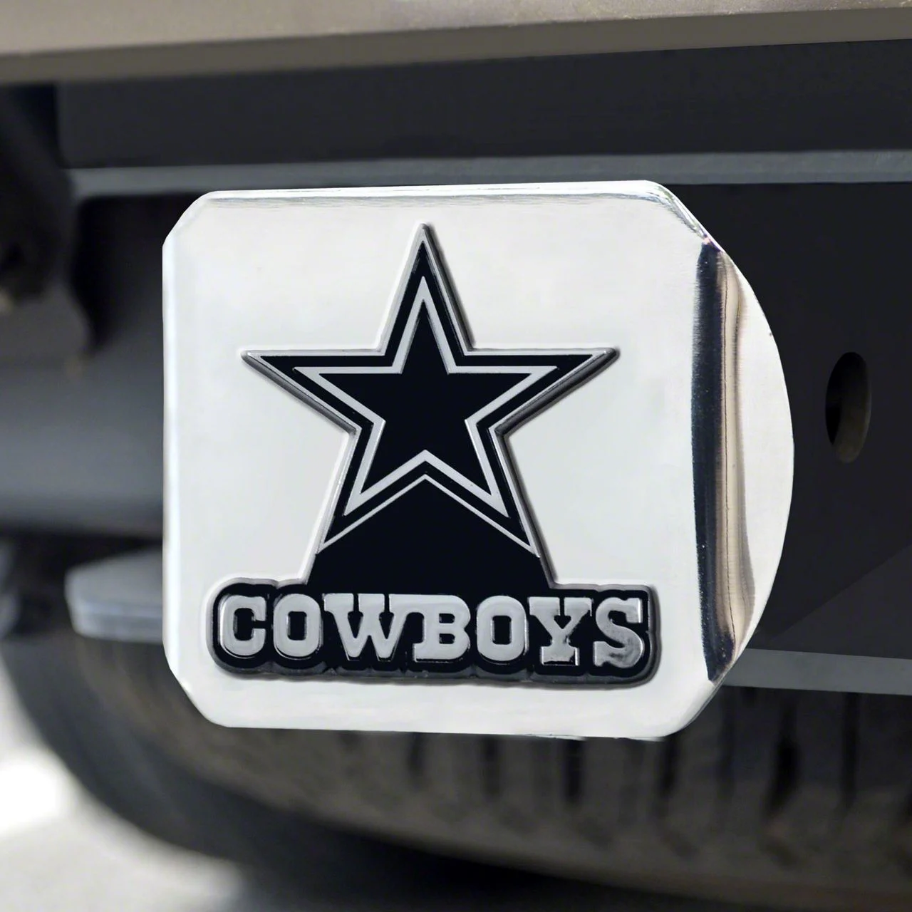 Hitch Cover with Dallas Cowboys Logo; Chrome (Universal; Some Adaptation May Be Required)