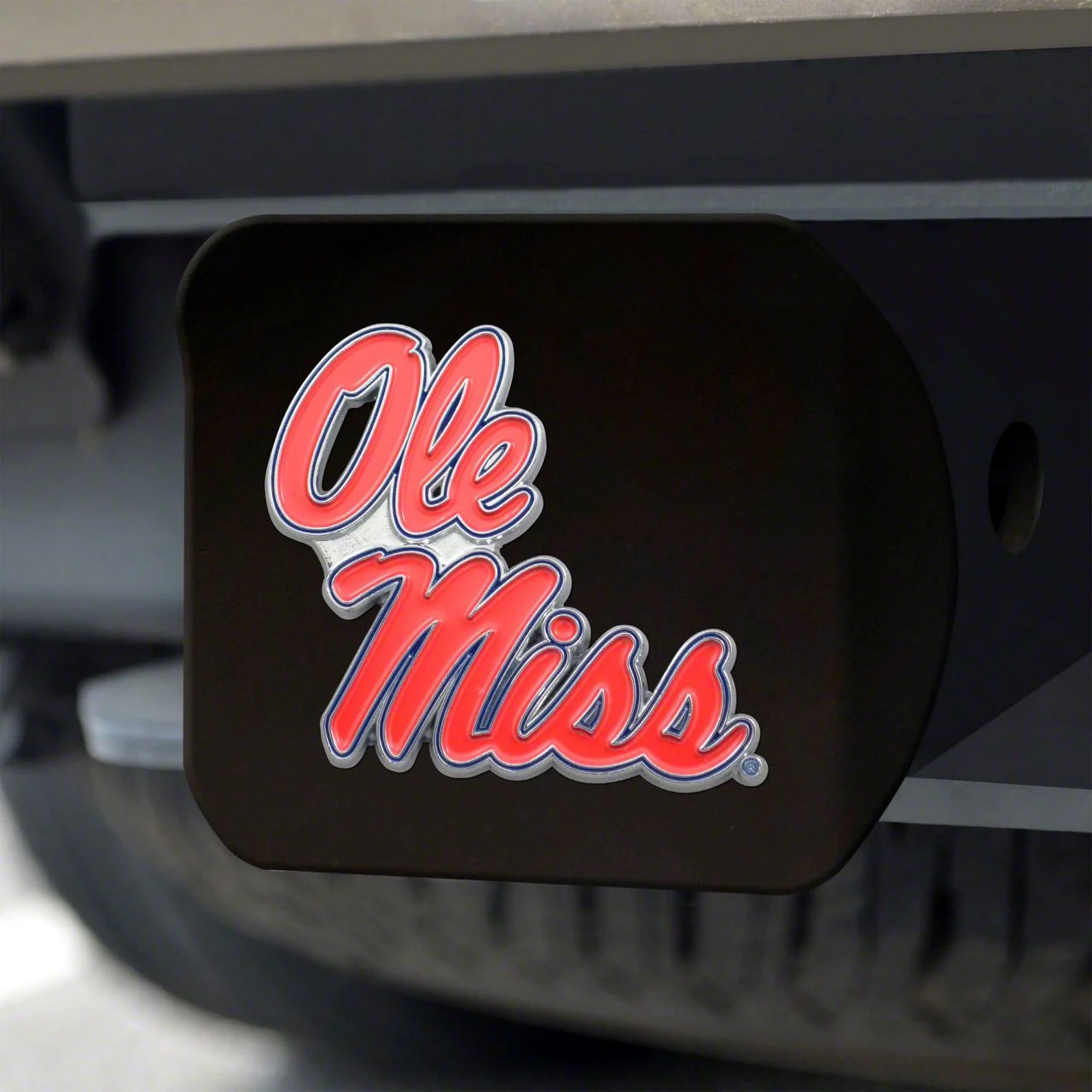 Hitch Cover with Ole Miss Logo; Navy (Universal; Some Adaptation May Be Required)
