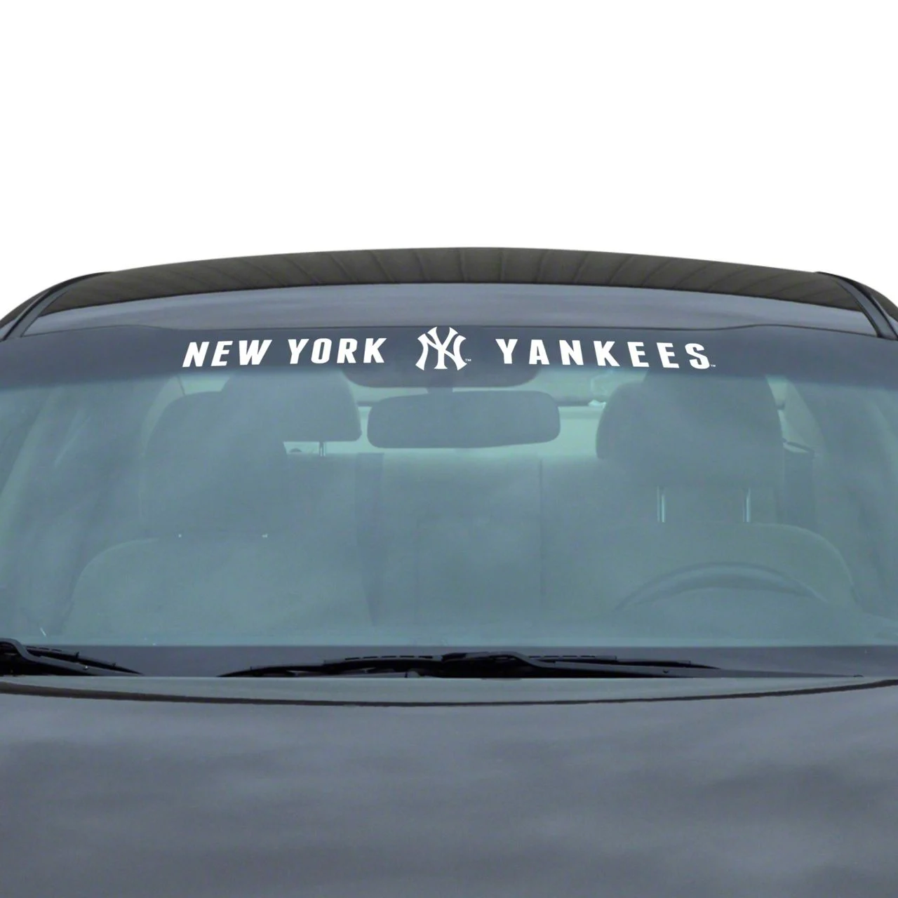 Windshield Decal with New York Yankees Logo; White (Universal; Some Adaptation May Be Required)