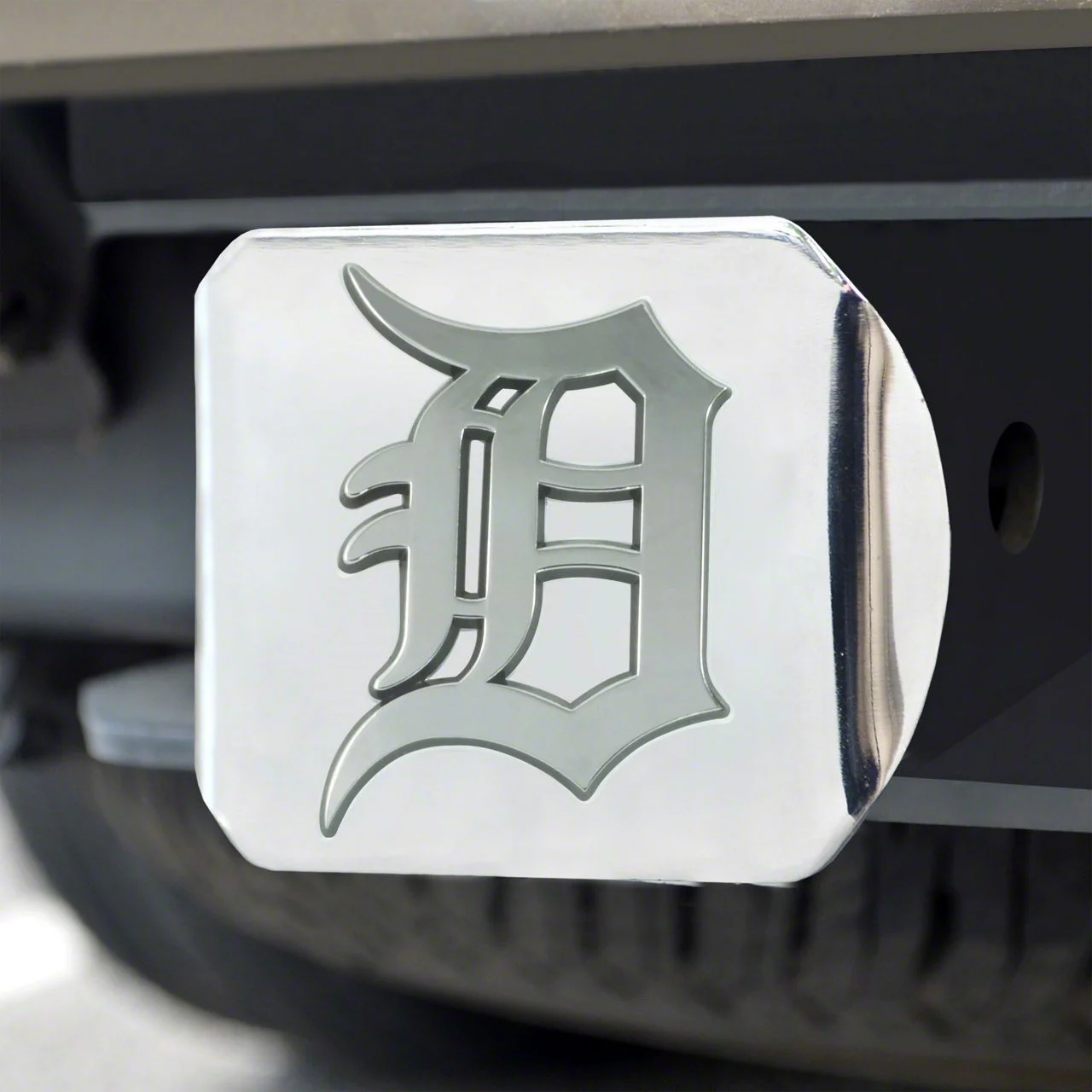 Hitch Cover with Detroit Tigers Logo; Chrome (Universal; Some Adaptation May Be Required)
