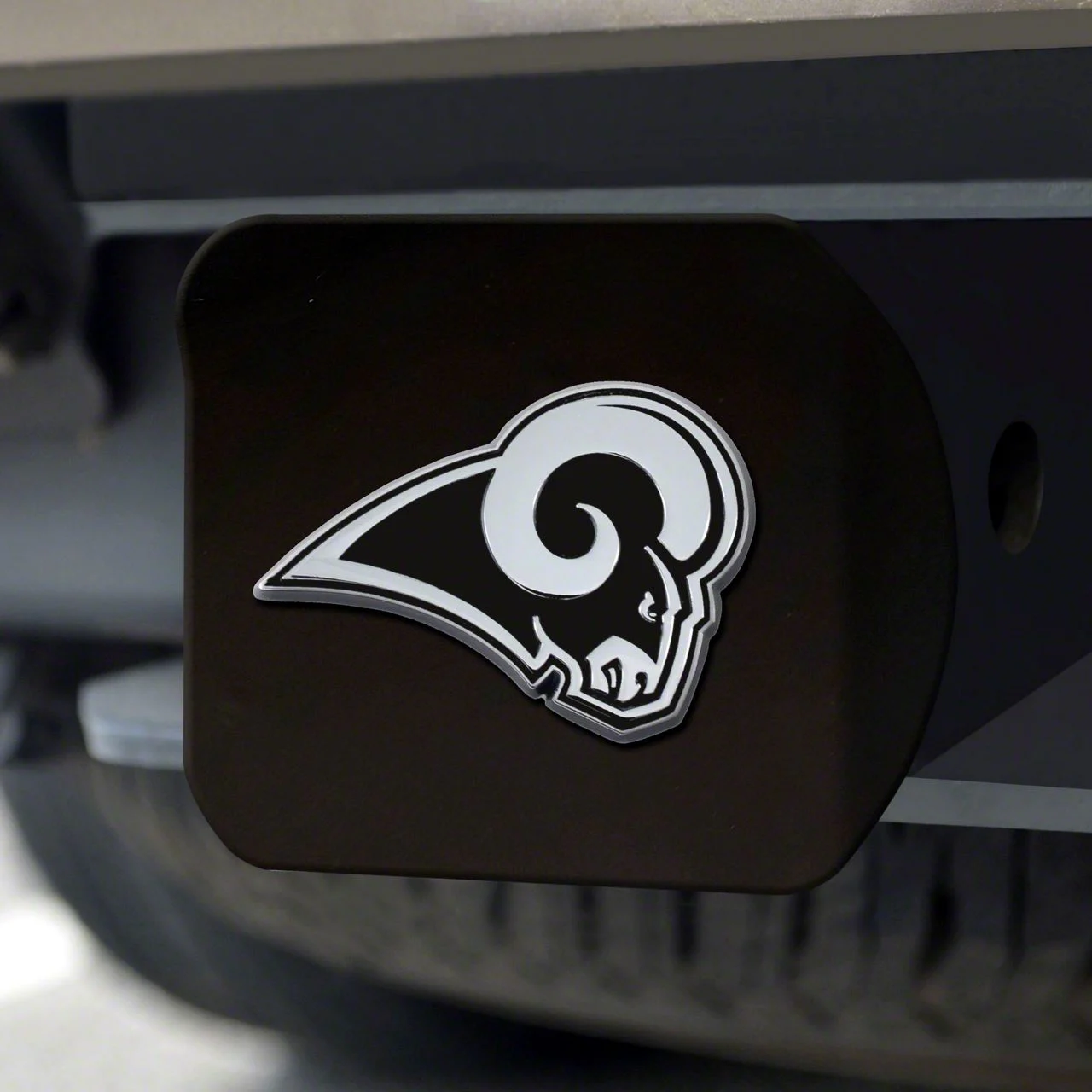 Hitch Cover with Los Angeles Rams Logo; Black (Universal; Some Adaptation May Be Required)