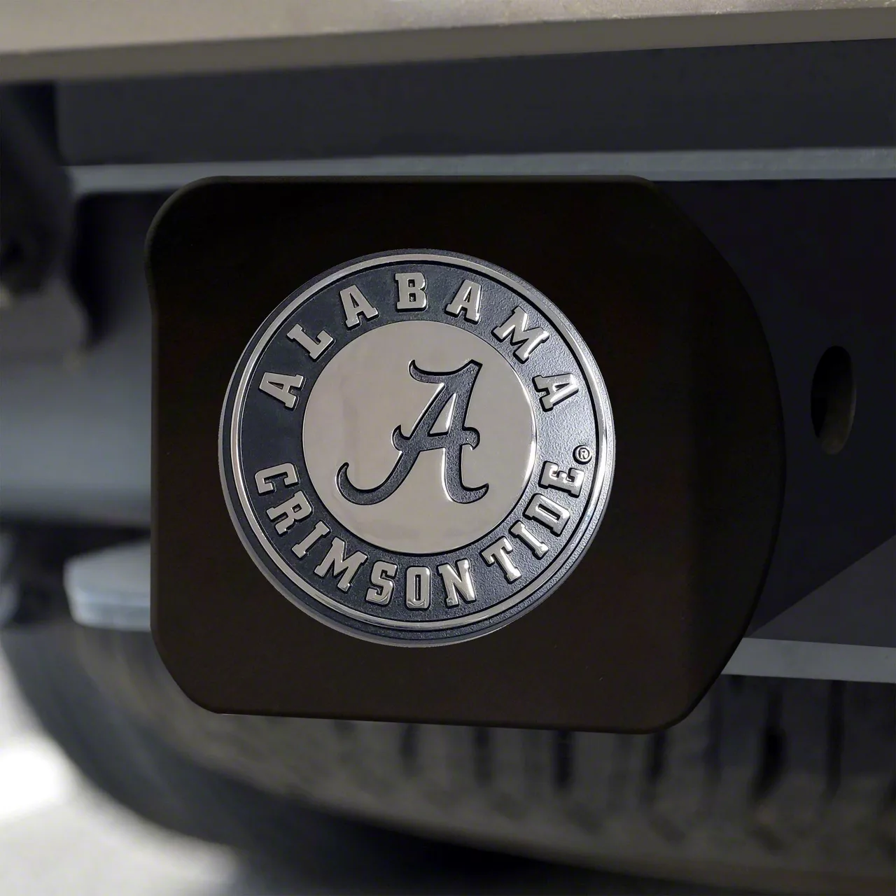 Hitch Cover with University of Alabama Logo; Black (Universal; Some Adaptation May Be Required)