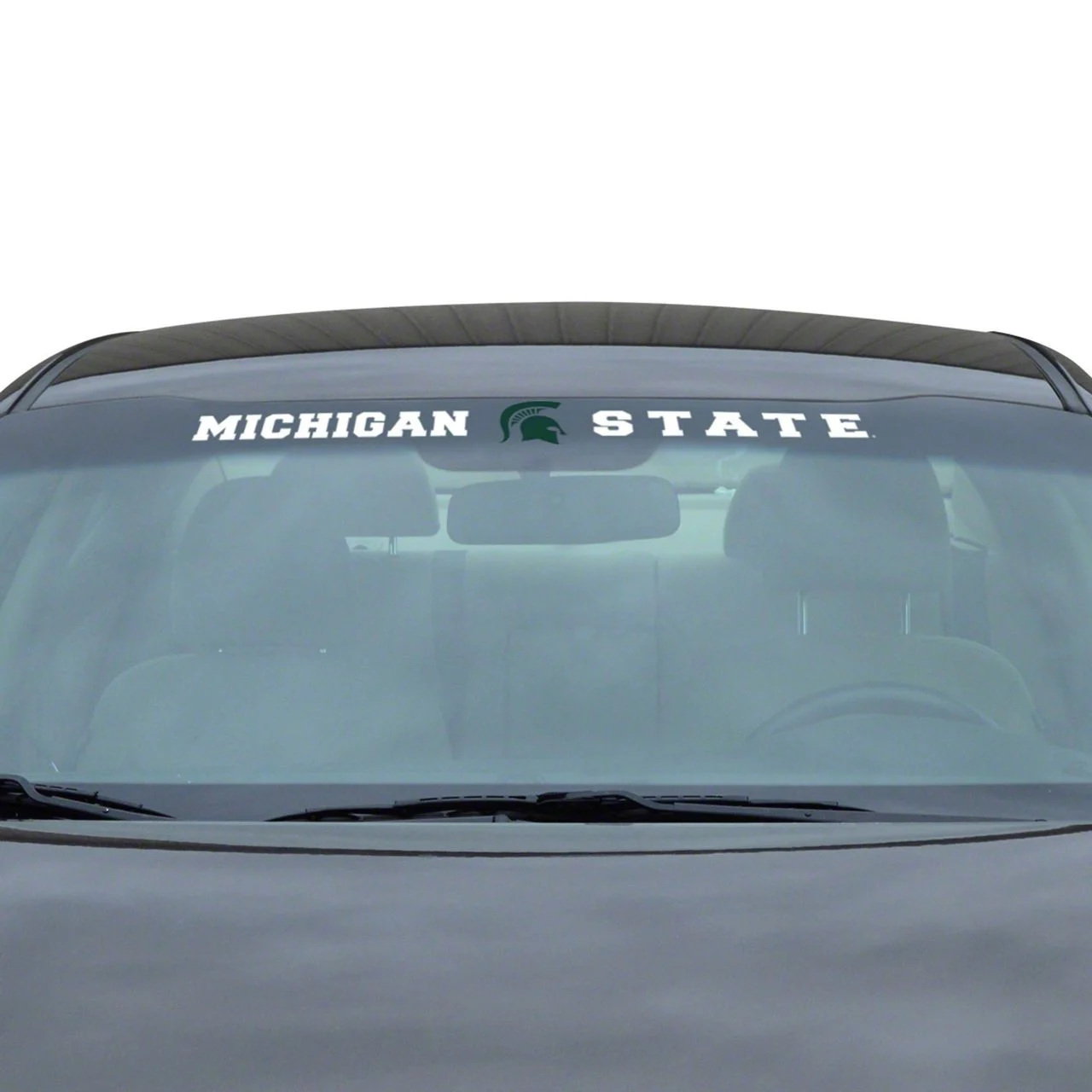 Windshield Decal with Michigan State University Logo; White (Universal; Some Adaptation May Be Required)