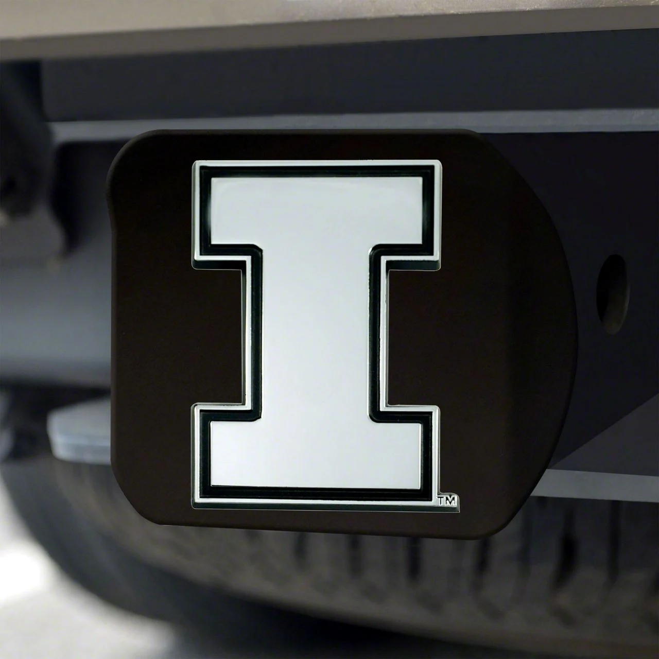 Hitch Cover with University of Illinois Logo; Black (Universal; Some Adaptation May Be Required)