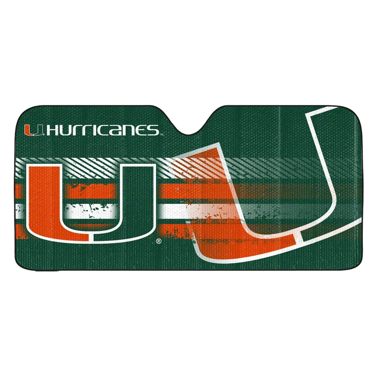 Windshield Sun Shade with University of Miami Logo; Green (Universal; Some Adaptation May Be Required)
