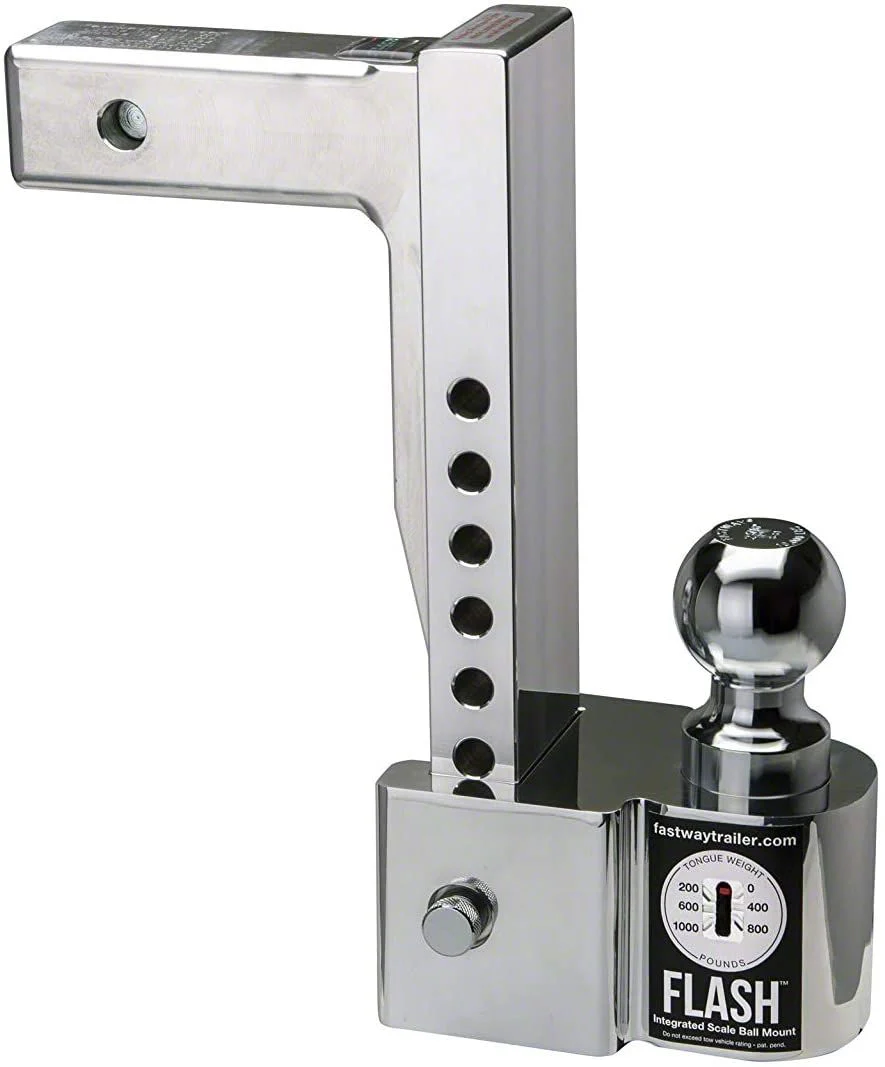 FLASH ISBM Series 2-Inch Receiver Hitch Adjustable Ball Mount with 2-Inch and 2-5/16-Inch Chrome Ball; 10-Inch Drop (Universal; Some Adaptation May Be Required)