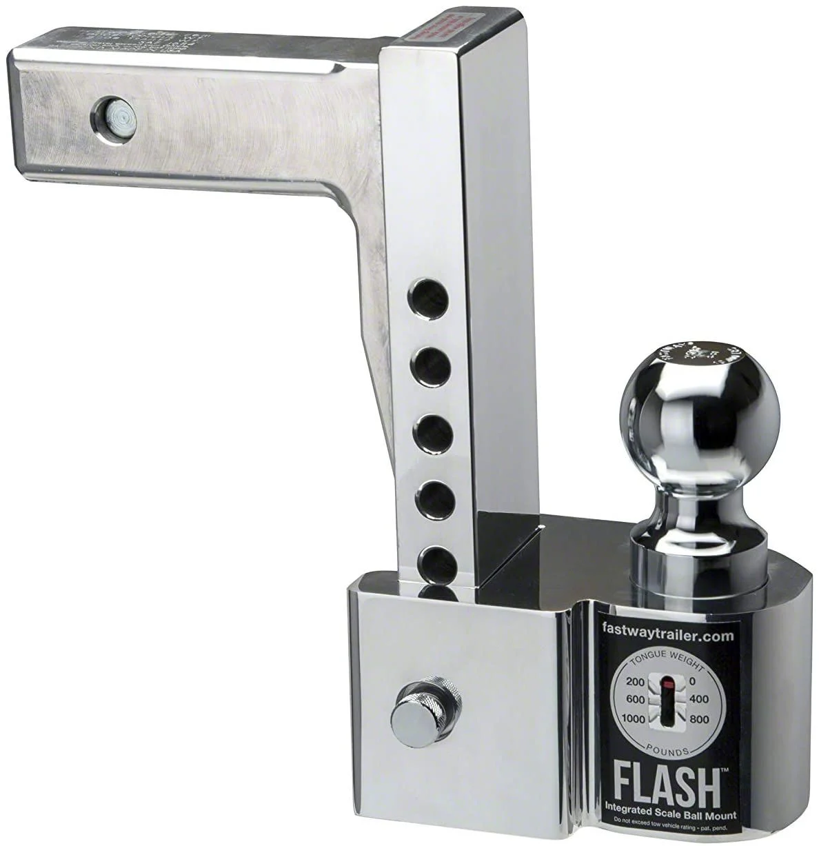 FLASH ISBM Series 2-Inch Receiver Hitch Adjustable Ball Mount with 2-Inch and 2-5/16-Inch Chrome Ball; 8-Inch Drop (Universal; Some Adaptation May Be Required)